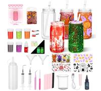 Maucircol 4 Pack 16 Oz Halloween Acrylic Snow Globe Tumbler, Pre-Drilled Double Wall Snowglobe Cup for Glitter Snow Globe DIY, Plastic Snowglobe Tumbler for Halloween Party