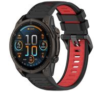 Maucoray 26MM Silicone Quick Fit Breathable Watch Band for Garmin Fenix 8 51MM Strap/Fenix 8 Pro 51MM/Quatix8 51MM/Tactix 8 51MM/Fenix 7X/7X Pro/6X/5X/Enduro 3/Instinct 2X Strap (Black/Red)