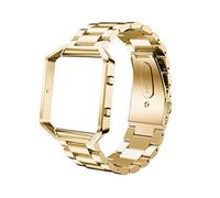 Maucoray Watch Band with Frame Compatible for Fitbit Blaze Smartwatch, Stainless Steel Bracelet Replacement Accessories Adjustable Wrist Strap