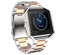 Maucoray Watch Band with Frame Compatible for Fitbit Blaze Smartwatch, Stainless Steel Bracelet Replacement Accessories Adjustable Wrist Strap
