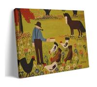 Maud Lewis Canadian Folk Art Painting (feed The Chickens) Poster Decorative Painting Print Picture Canvas Wall Art Bedroom Office Living Room Decoration16x24inch(40x60cm)