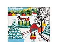 Maud Lewis COVERED BRIDGE IN WINTER Primitivism Canvas Wall Art Painting The Picture Print On Canvas Artwork For Bedroom Home Office Decoration(Unframed-20x25cm-8x10inch)