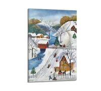 Maud Lewis Snow Scenery Fashion Strong Decoration Landscape Painting CelebrityWall Art Canvas Poster Music Albums And Movies Decorative Painting for Living Bed Room 24x36inch(60x90cm) Frame-style