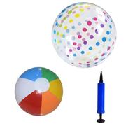 MAUDFEK 2 PCS Beach Ball, Inflatable Beach Ball for Beach Fun, Set of Two Beach Balls with Mini Pump, Durable Beach Balls Inflatable for Outdoor Activities, Family Games and Pool Parties