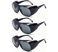 MAUDFEK 3PCS Welding Goggles, Welding Glasses with UV Protection, Dark Safety Glasses for Professional Welders, Suitable for Steam Punk Costume Wear, Industrial Workers, DIY Projects