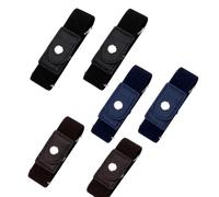MAUDFEK 6 PCS Belt Clips for Trousers, No Buckle Adjustable Stretch Waistbands for Men, Comfort Elastic Belts for Office and Casual Wear, Set in Black, Navy Blue and Brown