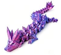 MAUDFEK 60cm 3D Dragon, 3D Printed Dragon Large, Articulated Dragon Egg Collectible, Decorative Desktop Display for Office and Home, Dragon in Silky Red and Blue Finish