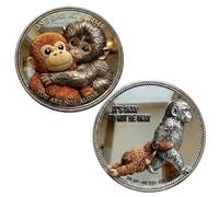 MAUDFEK Emotional Support Monkey Coin, Daily Encouragement Token, Thoughtful Pocket Gift for Anxiety Management, Meaningful Friendship Keepsake