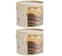 MAUDFEK Hat Storage Box, Hat Boxes with Lids, Large Hat Storage Box with Carry Handle, Travel Hat Storage Organiser, Collapsible Hat Box, Set of Two Hat Storage Containers