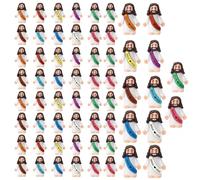 MAUDFEK Mini Jesus Figures, 60 Piece Set of Little Jesus Figures, Sunday School Teaching Aids and Religious Decorations, Assorted Colours Measuring 3.38 Cm by 2.85 Cm