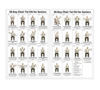 MAUDFEK Tai Chi Chair Workout Wall Poster, Illustrated Tai Chi for Seniors seated movement guide, clear fitness chart for daily training, for mature adult regular indoor exercise routines