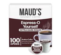 Maud's Espresso Dark Roast Coffee Pods, 100 ct | Espress-O Yourself Coffee | 100% Arabica Dark Roast Coffee | Solar Energy Produced Recyclable Pods Compatible with Keurig K Cups Maker