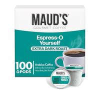 Maud's Espresso Dark Roast Coffee Pods, 100 ct | Espress-O Yourself Coffee | 100% Arabica Dark Roast Coffee | Solar Energy Produced Recyclable Pods Compatible with Keurig K Cups Maker