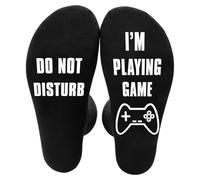 Maudzlan Novelty Socks for Men - Personalized Playing Game Design for Dad, Teen Boys - Funny Father's Day Gift from Daughter - Black, Size 6-12, Cotton