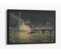 MAUFRA Maxime Nocturnal magic - Universal Exhibition Paris 1900 Canvas Floater Frame Print Picture Art - Black Frame 36 inch wide x 24 inch high