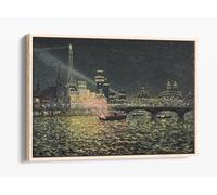 MAUFRA Maxime Nocturnal magic - Universal Exhibition Paris 1900 Canvas Floater Frame Print Picture Art - Light Oak Frame 36 inch wide x 24 inch high