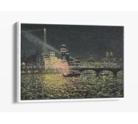 MAUFRA Maxime Nocturnal magic - Universal Exhibition Paris 1900 Canvas Floater Frame Print Picture Art - White Frame 36 inch wide x 24 inch high