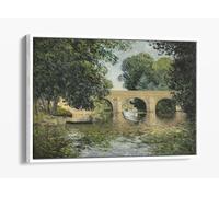 MAUFRA Maxime The Isle-Adam bridge or the Old bridge Oil on canvas Canvas Floater Frame Print Picture Art - White Frame 24 inch wide x 16 inch high