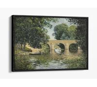 MAUFRA Maxime The Isle-Adam bridge or the Old bridge Oil on canvas Canvas Floater Frame Print Picture Art - Black Frame 18 inch wide x 12 inch high
