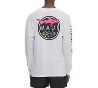 Maui and Sons Long Sleeve Shirts for Men & Women | Multiple Styles & Colors | Graphic Tee Inspired by California Surf Culture, Shark Logo | White, M