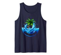 Maui Beach, HI Palm Tree Wave Design Tank Top
