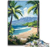Maui Beach Poster Jigsaw Puzzles for Adults 1000 Piece, Staycation Kill Time Birthday Present, Gifts, Wall Art for 14+ 1000pcs(50x75cm)