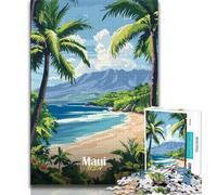 Maui Beach Poster Jigsaws Puzzles 1000 Pieces for Teenagers Gifts,Challenging Game And Family Play Wall Decoration Unique Birthday And Xmas Gifts 50x75cm