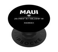 Maui Hawaii Coordinates Tropical Island Travel Design PopSockets Adhesive PopGrip