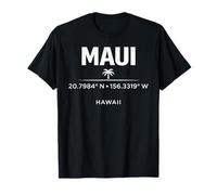 Maui Hawaii Coordinates Tropical Island Travel Design T-Shirt