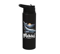 Maui Hawaii Humpback Whale Watching Souvenir Black Stainless Steel Insulated Water Bottle