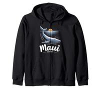 Maui Hawaii Humpback Whale Watching Souvenir Black Zip Hoodie
