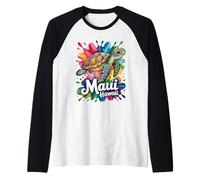 Maui Hawaii Sea Turtle Paint Splatter Souvenir Art Raglan Baseball Tee