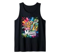 Maui Hawaii Sea Turtle Paint Splatter Souvenir Art Tank Top