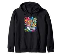 Maui Hawaii Sea Turtle Paint Splatter Souvenir Art Zip Hoodie