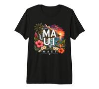 Maui Hawaii Tropical Sunset Sea Turtle Vacation Souvenir Premium T-Shirt