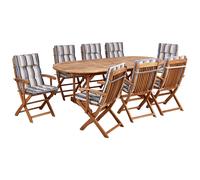 MAUI II 8 Seater Garden Dining Set Multicolour Acacia Wood with Cushions