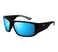 Maui Jim MJ0664SA 001 Man Sunglasses Injected Black Blue Squared