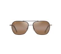 Maui Jim Unisex Mano Sunglasses with Polarized Lenses Patented Plus2, Dark Brown W/Gold Stripe/Hcl Bronze Polarized, Medium
