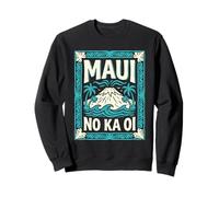 Maui No Ka Oi Vintage Hawaii Volcano Waves Palm Trees Tropic Sweatshirt