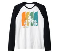 Maui Palm Trees Swaying in The Wind Beach Hawaii Vacation Raglan Baseball Tee