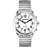 MAUJOY English Talking Men's Watch for Elderly, Low Vision or Visually Impaired, Loud Sound, Large Numbers, Bold Hands, Stainless Steel Expandable Strap