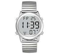 MAUJOY German Talking Men's Watch, Radio-Controlled Watch, LCD Large Number, Easy to Read, Date and Time Announcement, for Blind, Seniors and Dementia Sufferers, silver, Classic
