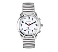 MAUJOY Ladies Atomic Talking Watch, Clear and Loud American Accent Voice, English Talking Watch with Golden Stainless Expand Strap,for Senior Visually impaired Blind People (Silver)