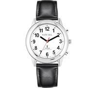 MAUJOY Ladies Atomic Talking Watch, Clear and Loud American Accent Voice, English Talking Watch with Golden Stainless Expand Strap,for Senior Visually impaired Blind People (Black)