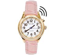 MAUJOY Spanish Quality Clear and Loud Voice Ultra Thin Ladies Spanish Talking Watch Speaks The Time, Date or Alarm time for Elderly, Impaired Sight or Blind. White Face-Black Numbers 23