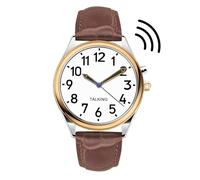 MAUJOY Talking Watch for Men for Blind Seniors with Visual Impairment, Loud and Clear Voice, Speaks German, Brown-a, Modern
