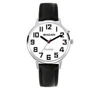 MAUJOY Talking Watch, Loud Clear Voice for Elderly Blind or Visually Impaired, Speaks The Time, Date or Alarm Time, Silver, TK8833, Classic