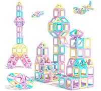 Maukay Upgraded Magnetic Blocks Tough Tiles STEM Toys for 3+ Year Old Boys and Girls Learning by Playing Games for Toddlers Kids, Compatible with Major Brands Building Blocks - Starter Set