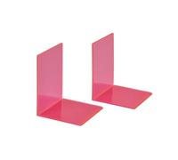 MAUL Acrylic Bookend (Pack of 2), 10 x 10 x 13 cm, Book Holder, Organza for Children, Books, Office, Shelf, Book Support in Stylish Acrylic Design, Furniture-Friendly Book Holder, Pink