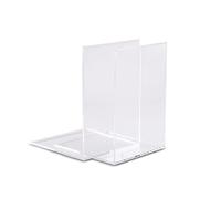 MAUL Acrylic Bookends Clear Desk Organizers 2 Pack | transparent glossy finish, stable freestanding design, medium load support, space-saving 16 x 15 x 21 cm, 2-piece set